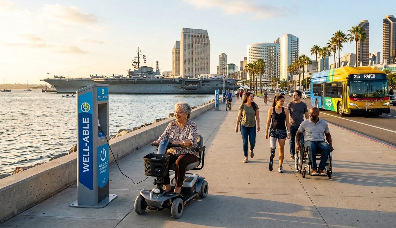 Accessible public charging station on San Diego’s waterfront